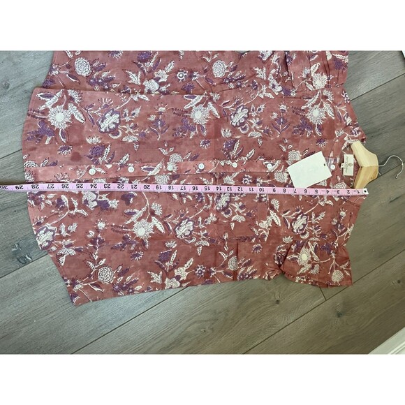 Perry Walker Collective Shirt Womens 3 Celia Blouse top Pink Floral Button - Picture 3 of 9